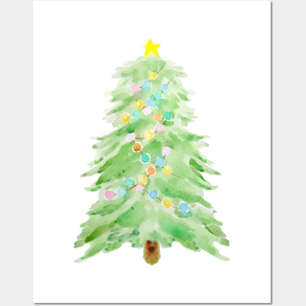 Christmas tree with decorative lights Wall Art by colorandcolor